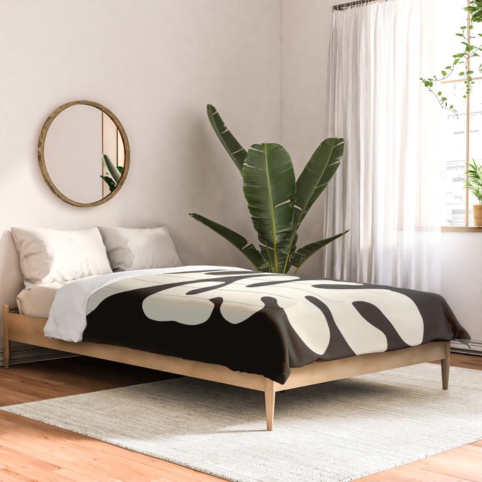 Matisse Inspired Yin Yang Leaf Cutouts in Black & Off White Comforter Gallery Image 2