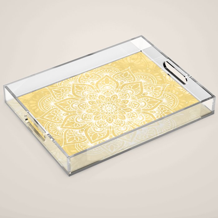 Mandala, Floral, Sun, Wall Art Boho Acrylic Tray Gallery Image 1