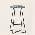 Blue floral with checks Stool Gallery Image 1