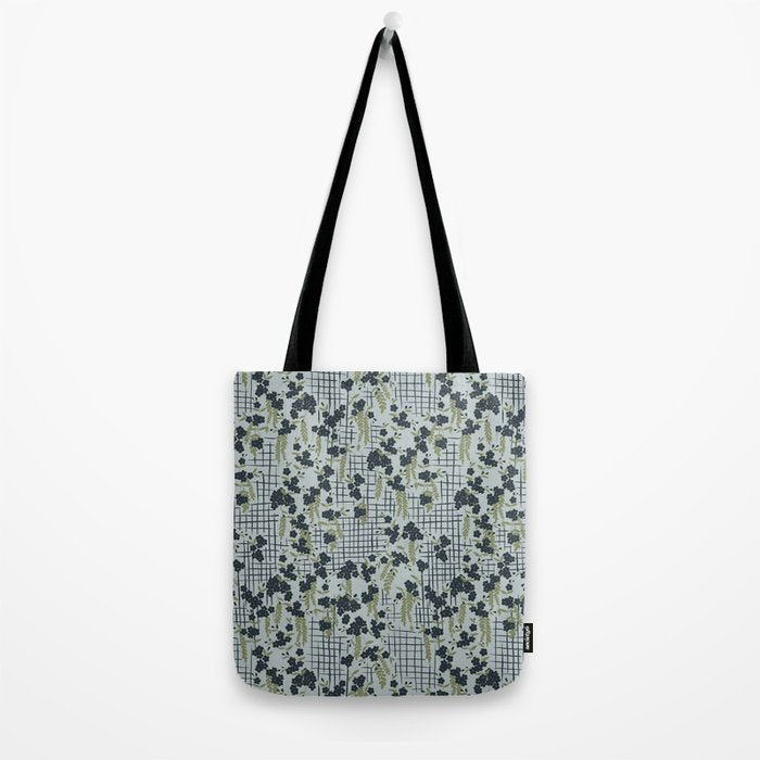 Blue floral with checks Tote Bag Gallery Image 2