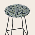 Blue floral with checks Stool Gallery Image 2