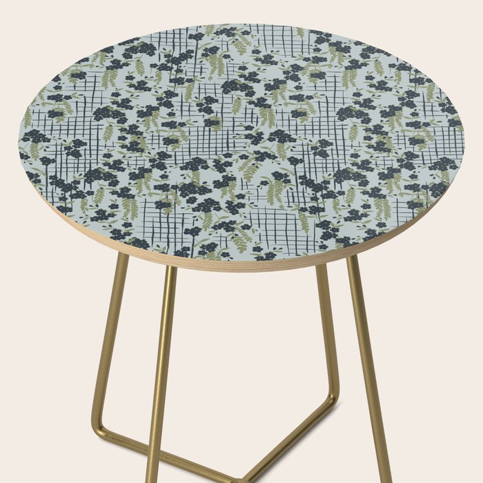 Blue floral with checks Side Table Gallery Image 2