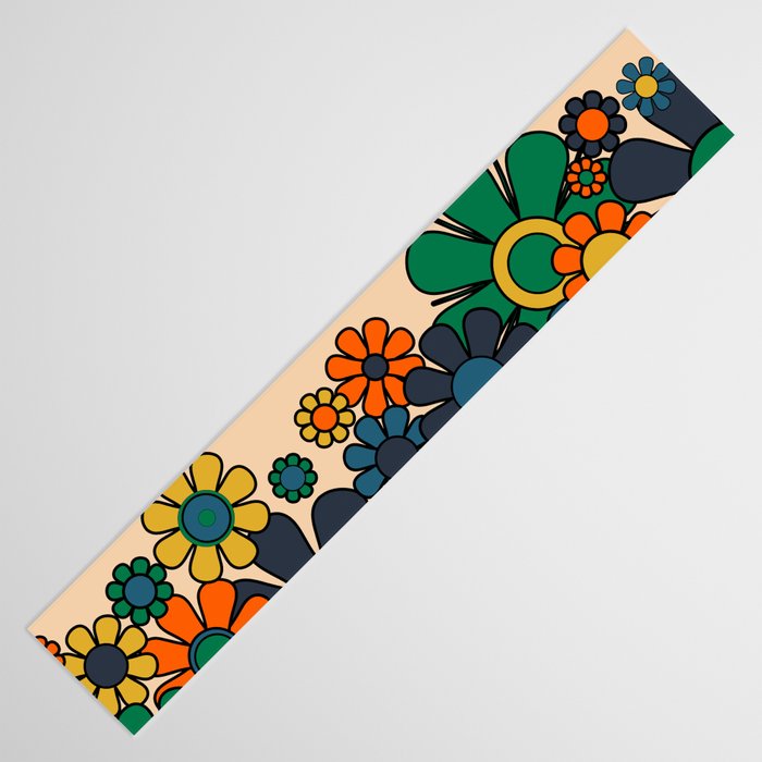 Groovy 60s 70s Vintage Floral Retro Garden Flower Cuff Table Runner Gallery Image 3