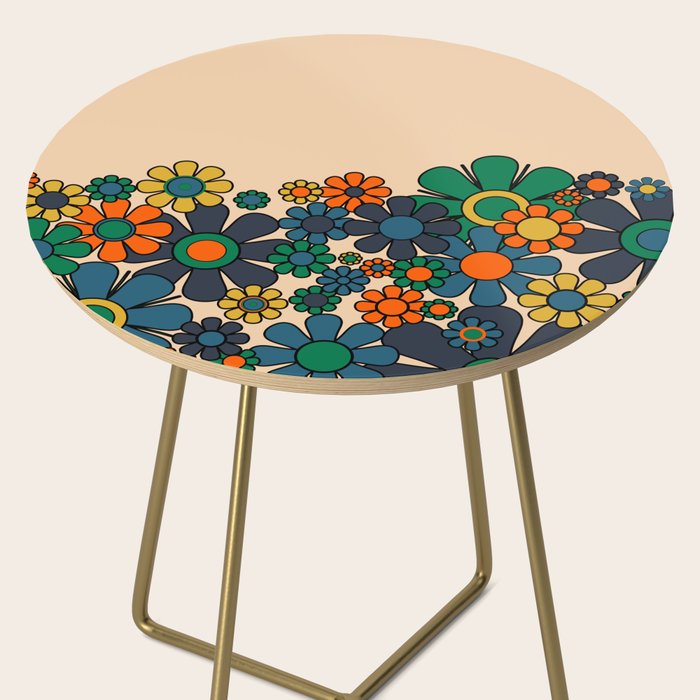 Groovy 60s 70s Vintage Floral Retro Garden Flower Cuff Side Table Gallery Image 2
