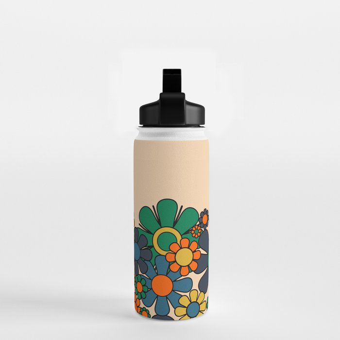 Groovy 60s 70s Vintage Floral Retro Garden Flower Cuff Water Bottle Gallery Image 2