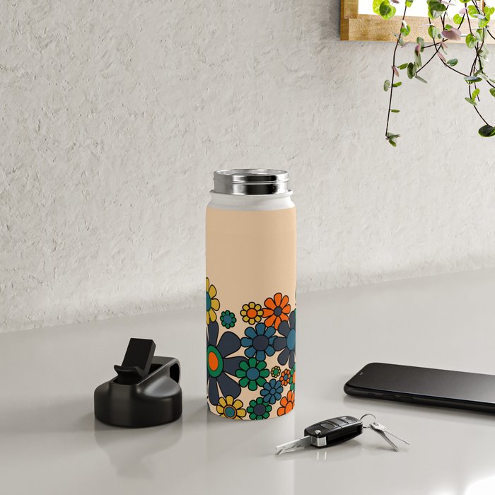 Groovy 60s 70s Vintage Floral Retro Garden Flower Cuff Water Bottle Gallery Image 4