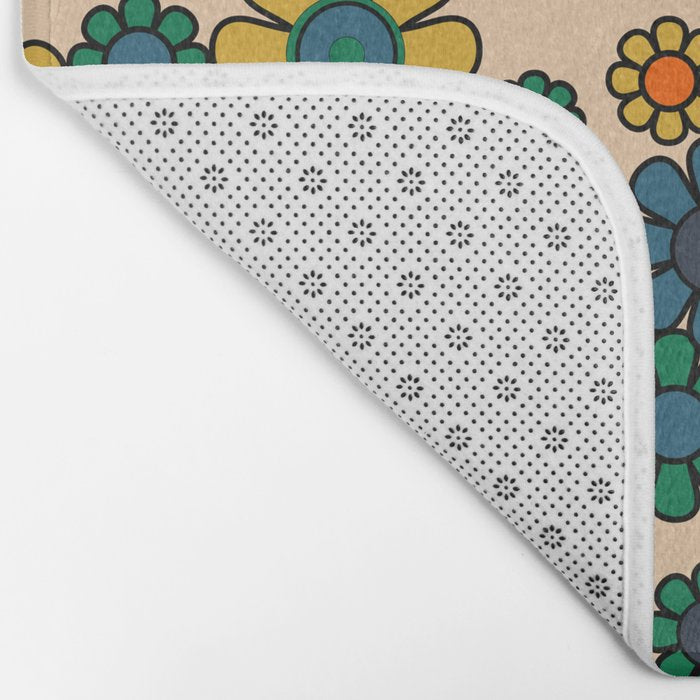 Groovy 60s 70s Vintage Floral Retro Garden Flower Cuff Bath Mat Gallery Image 2