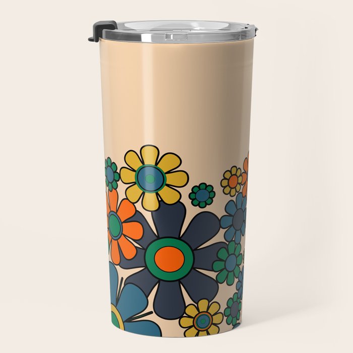 Groovy 60s 70s Vintage Floral Retro Garden Flower Cuff Travel Mug Gallery Image 3