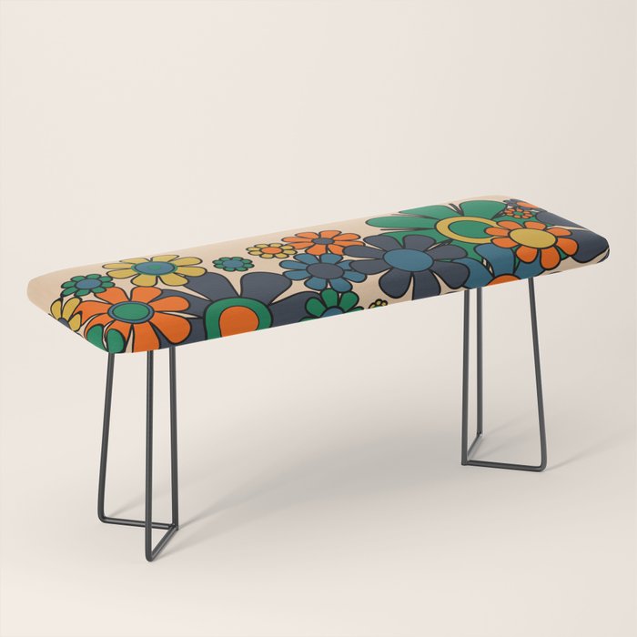 Groovy 60s 70s Vintage Floral Retro Garden Flower Cuff Bench Gallery Image 1