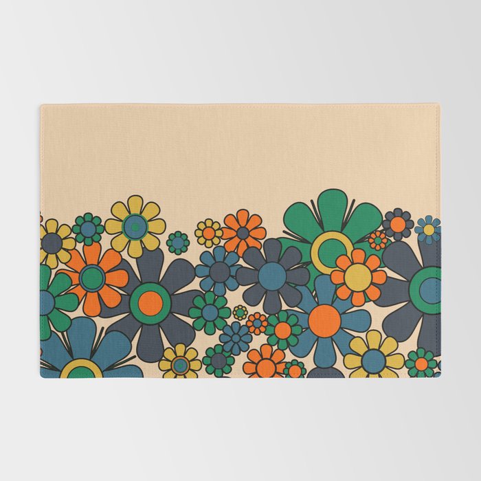 Groovy 60s 70s Vintage Floral Retro Garden Flower Cuff Rug Gallery Image 2