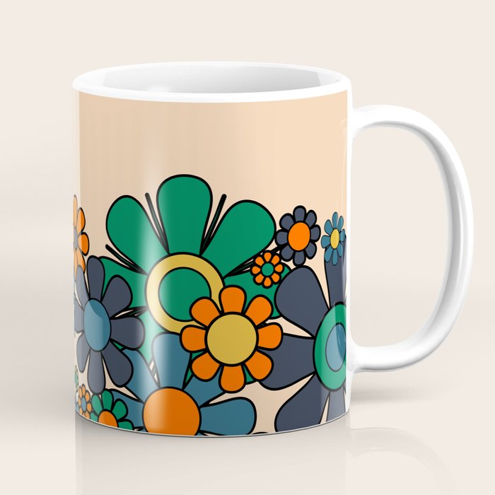 Groovy 60s 70s Vintage Floral Retro Garden Flower Cuff Coffee Mug Gallery Image 1