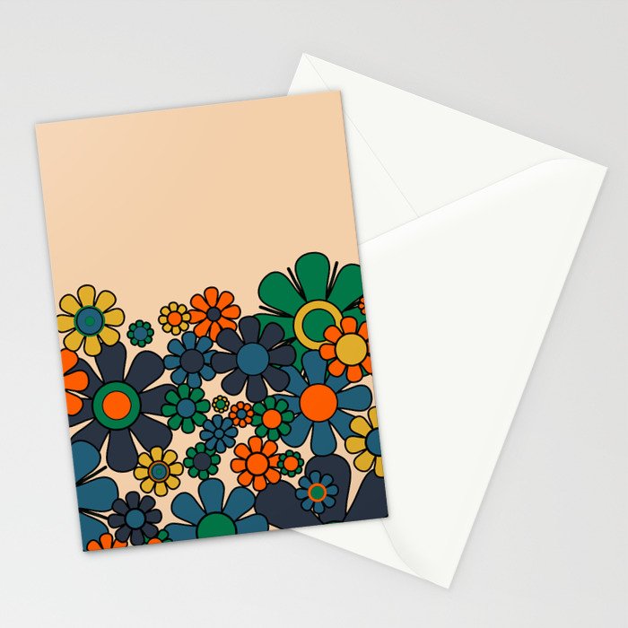Groovy 60s 70s Vintage Floral Retro Garden Flower Cuff Stationery Card Gallery Image 2