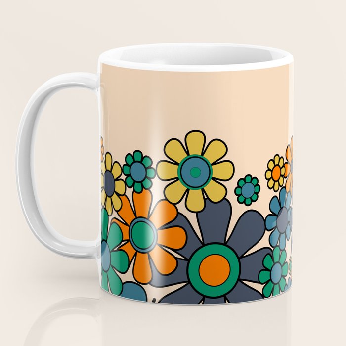 Groovy 60s 70s Vintage Floral Retro Garden Flower Cuff Coffee Mug Gallery Image 3