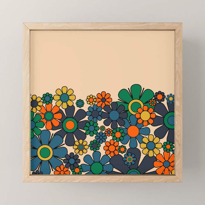 Groovy 60s 70s Vintage Floral Retro Garden Flower Cuff Mini Art Print Gallery Image 1