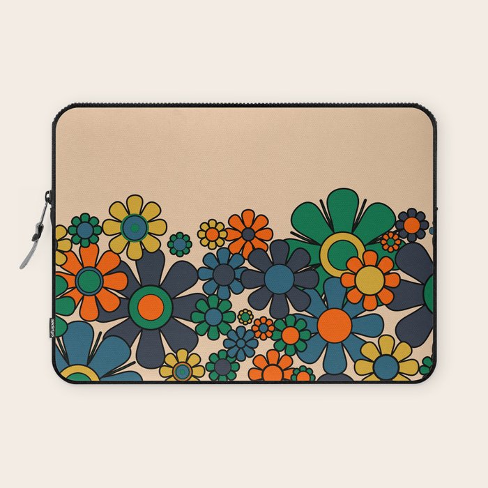 Groovy 60s 70s Vintage Floral Retro Garden Flower Cuff Laptop Sleeve Gallery Image 1