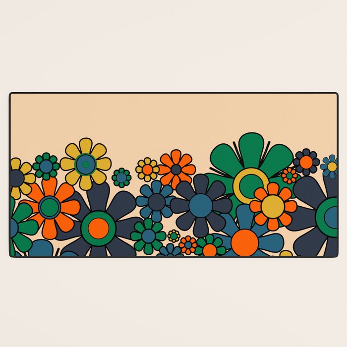 Groovy 60s 70s Vintage Floral Retro Garden Flower Cuff Desk Mat Gallery Image 3
