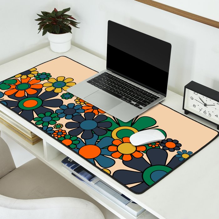 Groovy 60s 70s Vintage Floral Retro Garden Flower Cuff Desk Mat Gallery Image 2