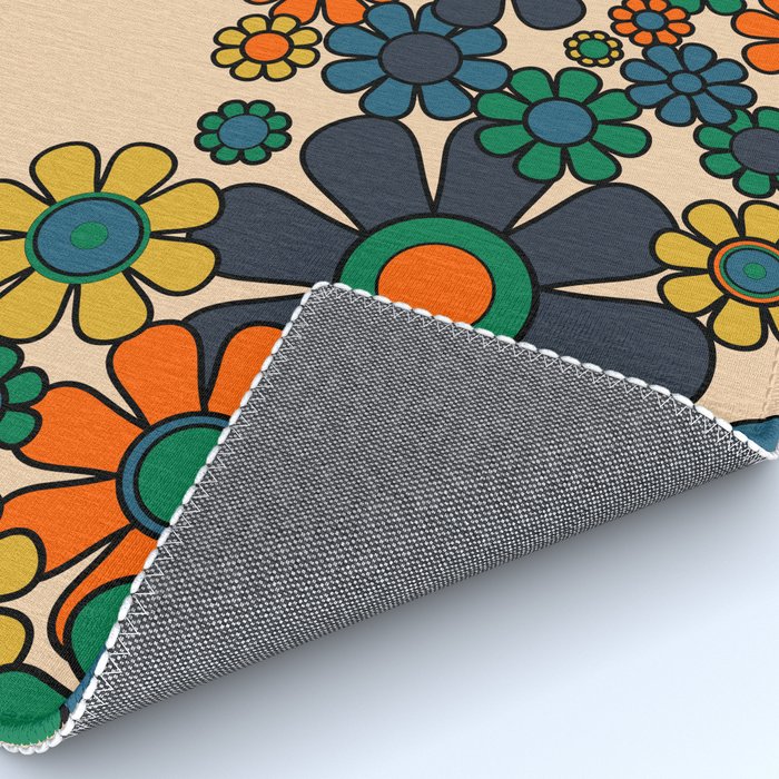 Groovy 60s 70s Vintage Floral Retro Garden Flower Cuff Rug Gallery Image 4