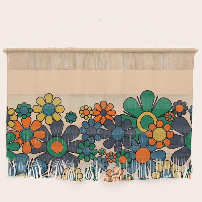 Groovy 60s 70s Vintage Floral Retro Garden Flower Cuff Wall Hanging Gallery Image 1