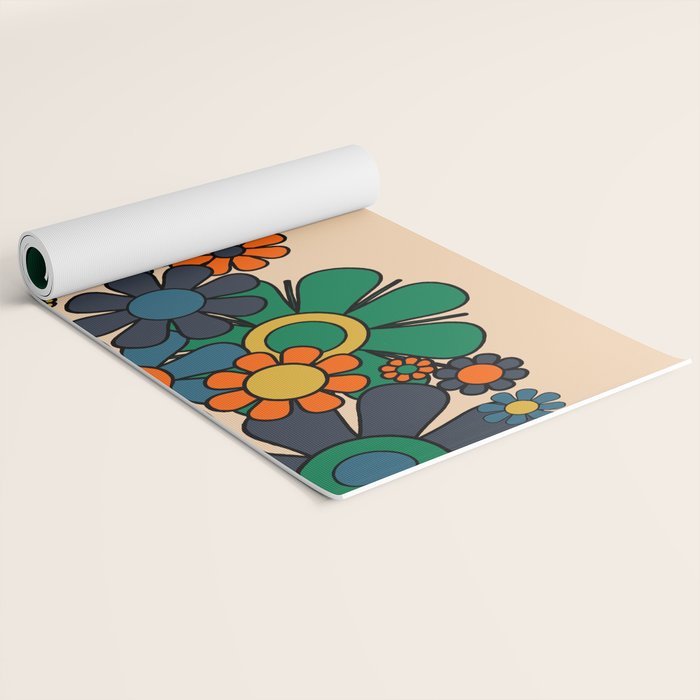 Groovy 60s 70s Vintage Floral Retro Garden Flower Cuff Yoga Mat Gallery Image 2
