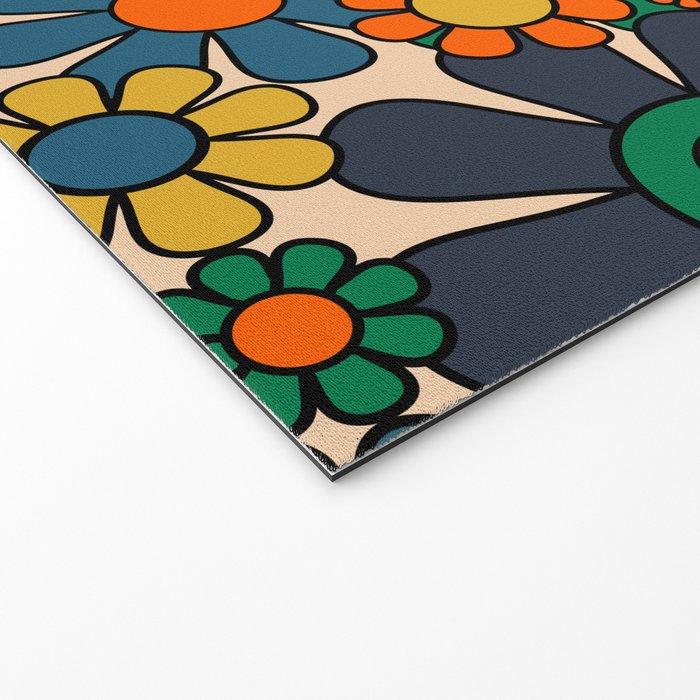Groovy 60s 70s Vintage Floral Retro Garden Flower Cuff Welcome Mat Gallery Image 2