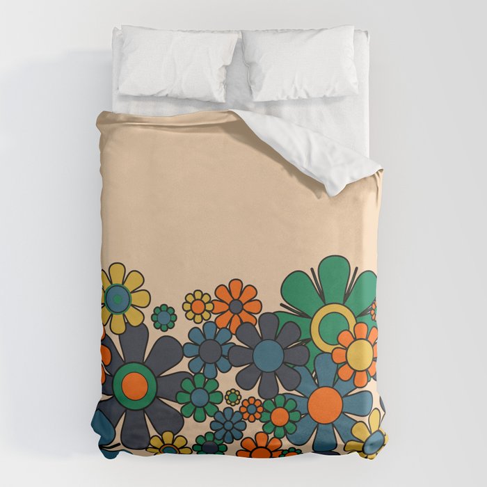 Groovy 60s 70s Vintage Floral Retro Garden Flower Cuff Duvet Cover Gallery Image 6