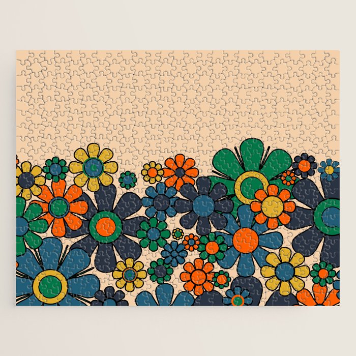Groovy 60s 70s Vintage Floral Retro Garden Flower Cuff Jigsaw Puzzle Gallery Image 1