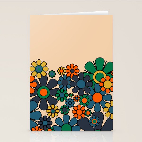 Groovy 60s 70s Vintage Floral Retro Garden Flower Cuff Stationery Card Gallery Image 1