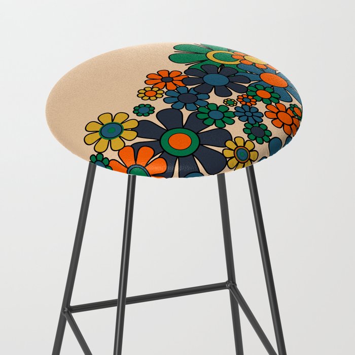 Groovy 60s 70s Vintage Floral Retro Garden Flower Cuff Stool Gallery Image 2