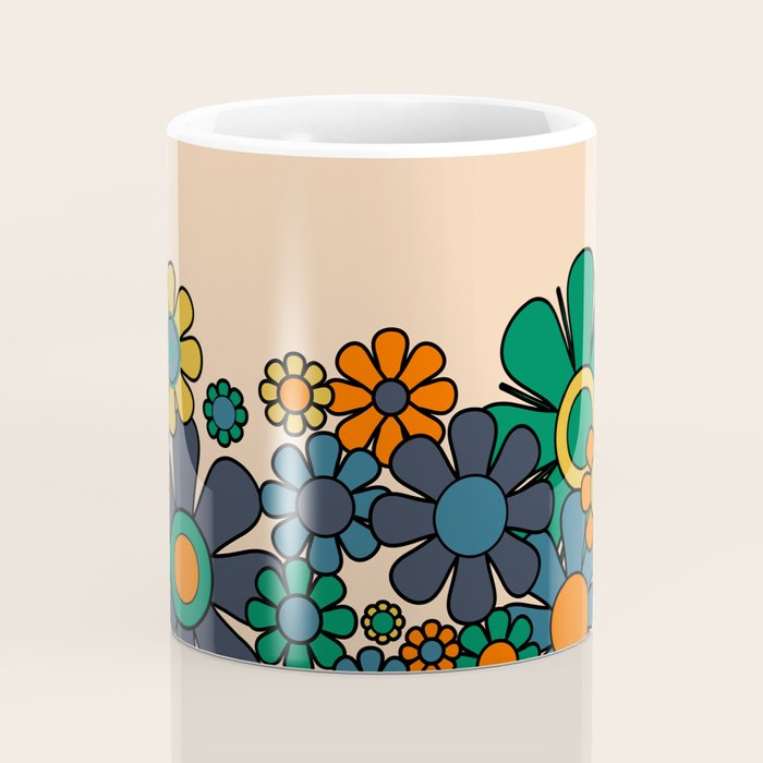 Groovy 60s 70s Vintage Floral Retro Garden Flower Cuff Coffee Mug Gallery Image 4
