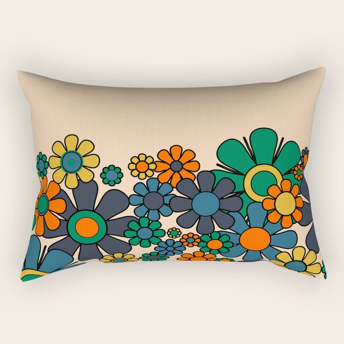 Groovy 60s 70s Vintage Floral Retro Garden Flower Cuff Rectangular Pillow Gallery Image 2