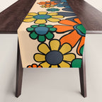 Groovy 60s 70s Vintage Floral Retro Garden Flower Cuff Table Runner Gallery Image 1