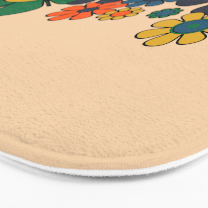 Groovy 60s 70s Vintage Floral Retro Garden Flower Cuff Bath Mat Gallery Image 3