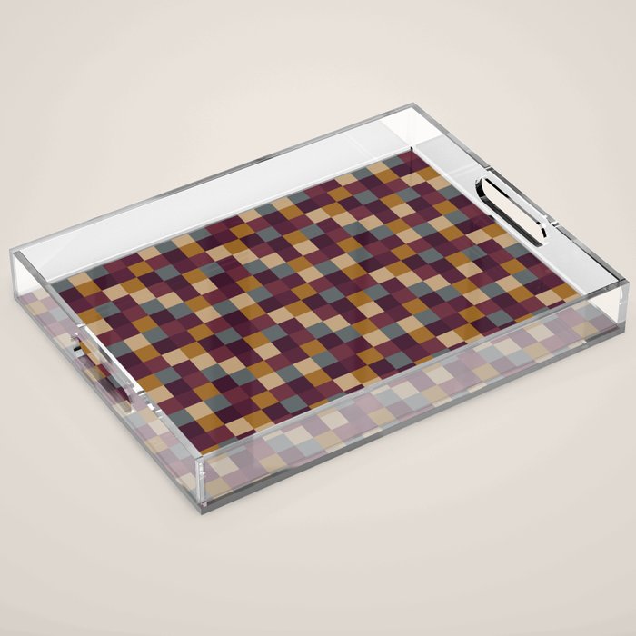 Bold Autumn Checks Pattern - Small XIII Acrylic Tray Gallery Image 1