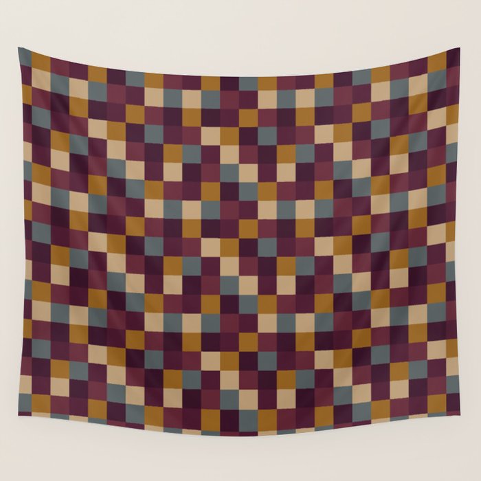 Bold Autumn Checks Pattern - Small XIII Wall Tapestry Gallery Image 4