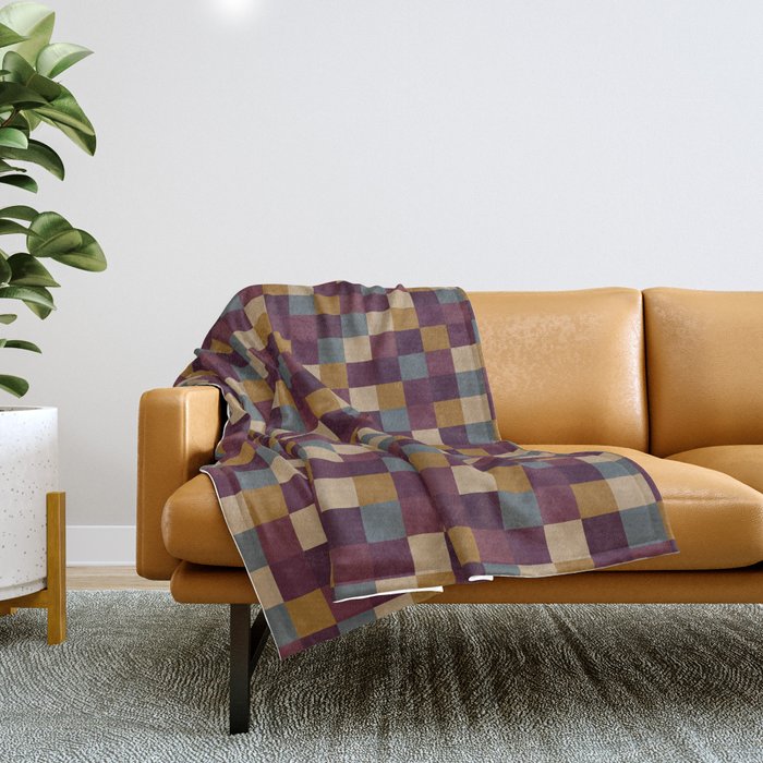 Bold Autumn Checks Pattern - Small XIII Throw Blanket Gallery Image 1