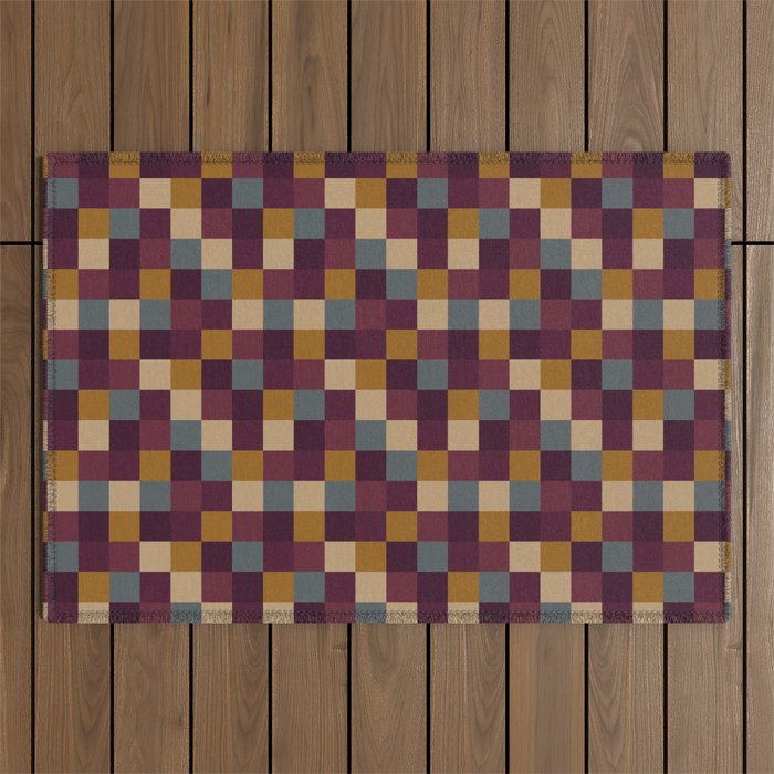 Bold Autumn Checks Pattern - Small XIII Outdoor Rug Gallery Image 1