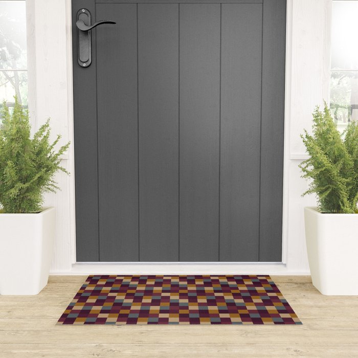 Bold Autumn Checks Pattern - Small XIII Welcome Mat Gallery Image 3