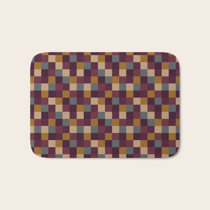 Bold Autumn Checks Pattern - Small XIII Bath Mat Gallery Image 1