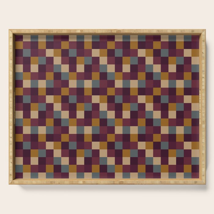 Bold Autumn Checks Pattern - Small XIII Serving Tray Gallery Image 1