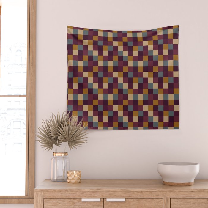 Bold Autumn Checks Pattern - Small XIII Wall Tapestry Gallery Image 2