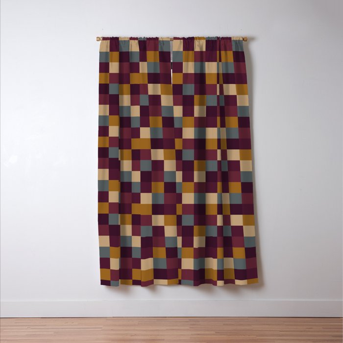 Bold Autumn Checks Pattern - Small XIII Window Curtain Gallery Image 3