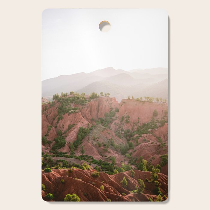 Red Atlas mountains of Ourika Morocco | Marrakech travel photography | Golden hour Cutting Board Gallery Image 1