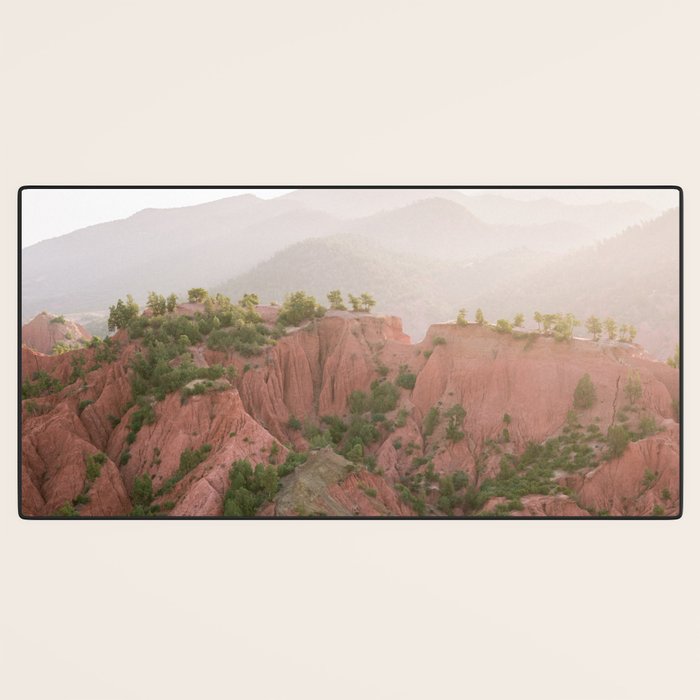 Red Atlas mountains of Ourika Morocco | Marrakech travel photography | Golden hour Desk Mat Gallery Image 3