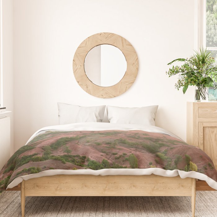 Red Atlas mountains of Ourika Morocco | Marrakech travel photography | Golden hour Duvet Cover Gallery Image 3
