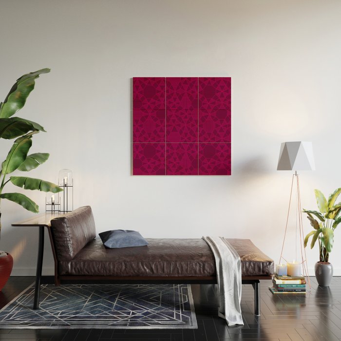 Abstract Minimalism in Raspberry Wood Wall Art Gallery Image 2