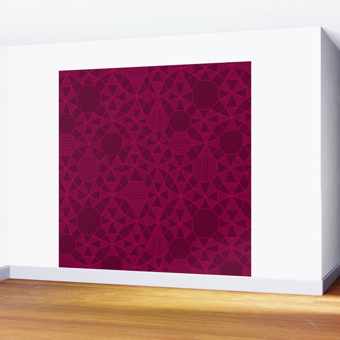 Abstract Minimalism in Raspberry Wall Mural Gallery Image 2