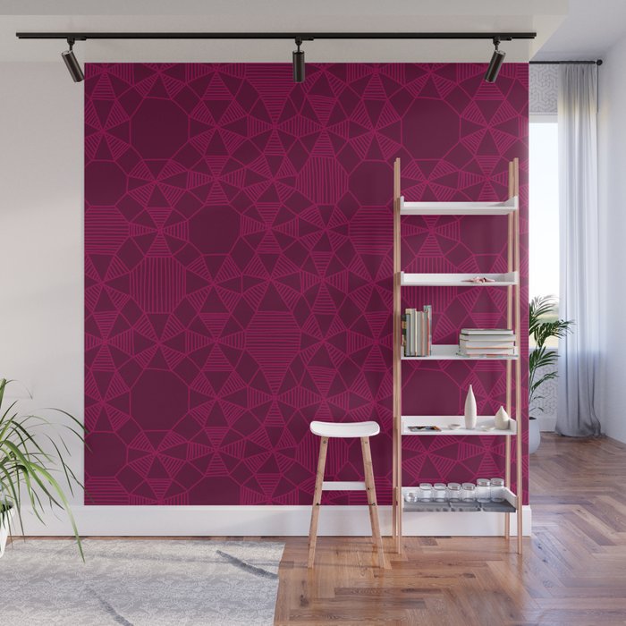Abstract Minimalism in Raspberry Wall Mural Gallery Image 1