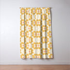 Retro Floral Pattern in Yellow Window Curtain Gallery Image 3