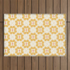 Retro Floral Pattern in Yellow Outdoor Rug Gallery Image 1